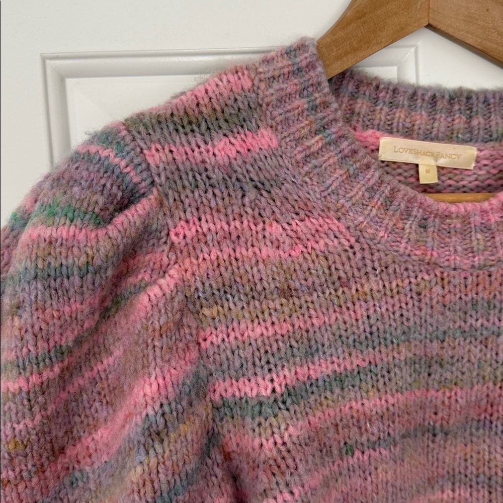 Love Shack Fancy Women’s multicolor Pink Puff Sleeve Sweater - Picture 5 of 8